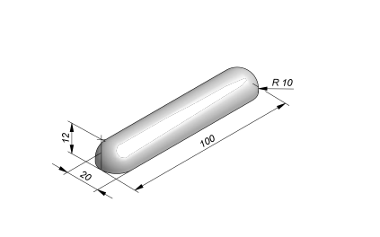 Biggenrug 100x12x20 grijs met 2 afgeronde koppen ~