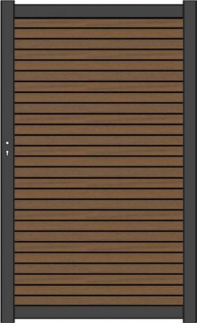NTW Premium deur met alu frame horizontaal Triple Teak/zwart 97x186 cm. ~