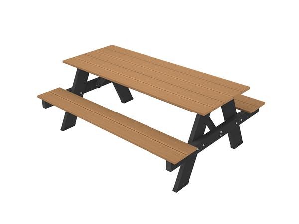 NTW picknicktafel met zwart onderstel bladmaat 180x70 cm. Teak ~
