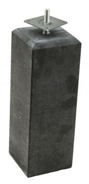 Betonpoer L 18x18x50 cm. recht schroefdraad M20 antraciet. ~