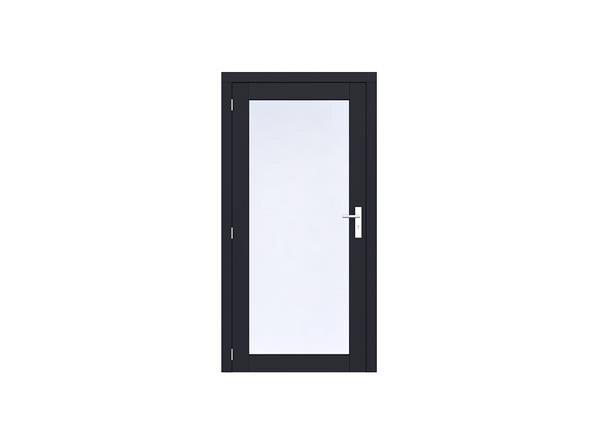 Vuren Volglas enkele deur Prestige 108x209 cm. linksdraaiend scharnieren RVS beslag zwart gecoat. ~