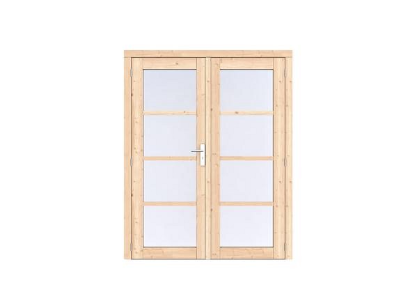Vuren Volglas dubbele deur Prestige 168x209 cm. scharnieren RVS beslag onbehandeld. ~