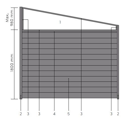 Verasol zelfbouw alu zijwand 4000 mm. met polycarbonaat spie 5 standaard kleuren ~