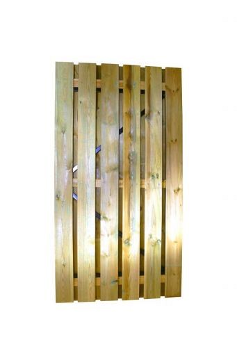 Grenen geschaafde plankendeur op verstelbaar zwart stalen frame 100x195 cm. recht groen geïmpregneerd. ~