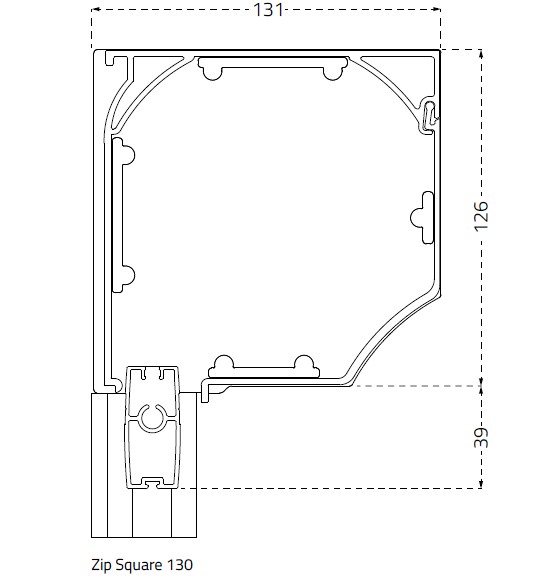 SunMaster Zip Square 130 motor (HxB) 100x100 cm. ~