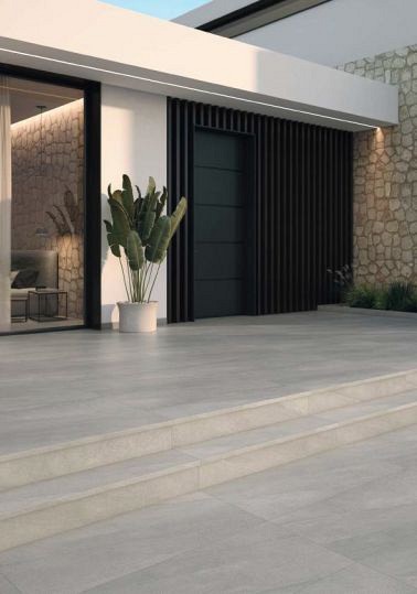 Zwembadrand recht Materia Gris 120x31,5x1,4 cm. Antislip ~