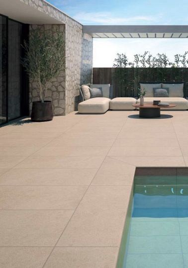 Zwembadrand recht Cronos Crema 120x31,5x1,4 cm. Antislip ~