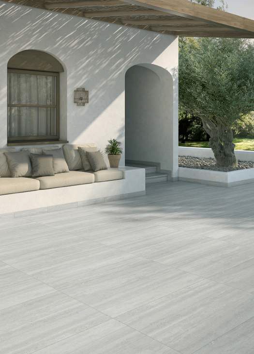 Zwembadrand recht Travis Gris 120x31,5x1,4 cm. Antislip ~