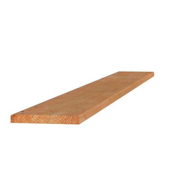 Douglas plank 1 zijde geschaafd, 1 zijde fijnbezaagd 2,8x24,5x400 cm. kleurloos geïmpregneerd. ~