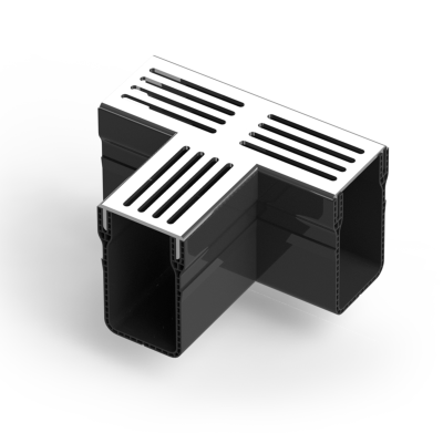 U-Drain afvoergoot WaterWijs 10-6,5-T koppelstuk zilver ~