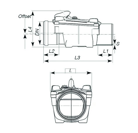 Redi Terugslagklep 125mm. - Manchet/Spie 2 Rvs Kleppen ~