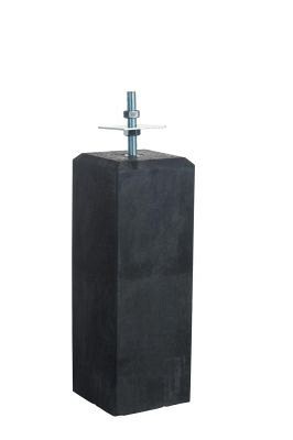 Betonpoer L 18x18x50 cm. antraciet met stelplaat en M20 draadeind ~