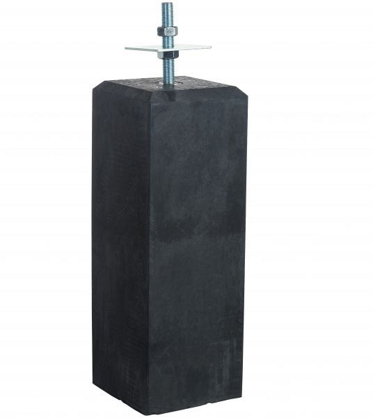 Betonpoer L 18x18x50 cm. antraciet met stelplaat en M20 draadeind ~
