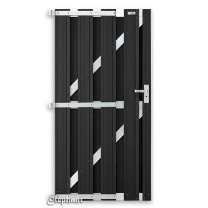 WPC-antraciet FSC tuinpoort "Luxe" met alu-antra liggers 23x1000x800mm incl. beslag (RVS schr) bc ~