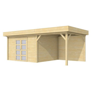 Vuren Topvision Parelhoen, 400x300 en luifel 300 cm. onbehandeld. ~