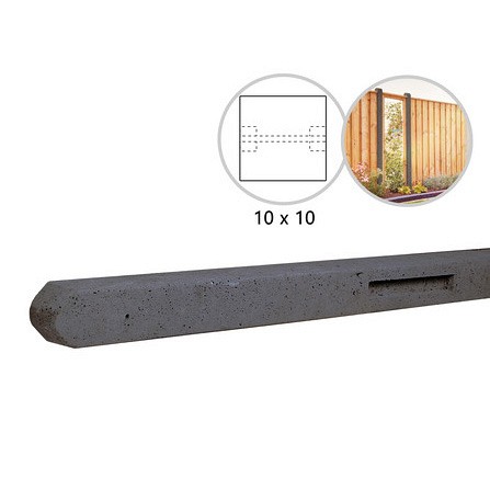 Betonpaal stampbeton 10x10x280 cm. antraciet tussenpaal t.b.v. recht scherm ~