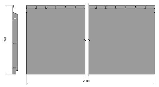 StraightCurve Flexline 216x56 cm. Gegalvaniseerd staal ~
