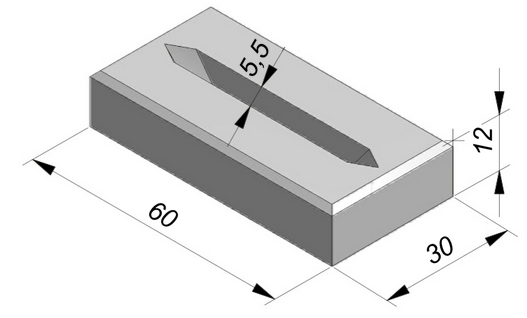 Fietsblok 60X30X12 Met Gleuf Midden Grijs ~