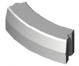 Trottoirband bochtstuk visbek KOMO R=0,5 uitwendig grijs 18/20x25x78,5cm. ~