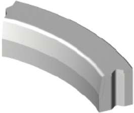 Trottoirband bochtstuk visbek R=2 inwendig grijs 13/15x25x78,5cm ~